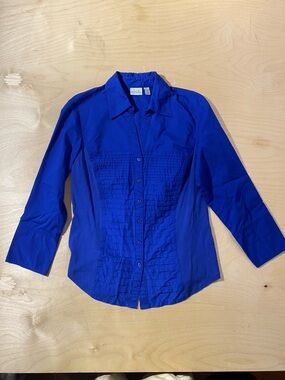 Kim Rogers Royal Blue Collared Blouse PXL (QY)